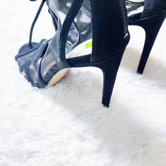 Sam Edelman Black Mesh Heels Open Toe Bow Accent SZ9.5 - Picture 3 of 8